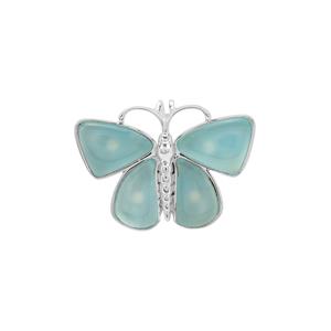 6.70ct Blue Chalcedony Sterling Silver Butterfly Pendant 