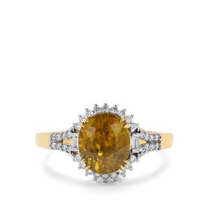 Ambilobe Sphene & Diamond 18K Gold Tomas Rae Ring MTGW 4.45cts