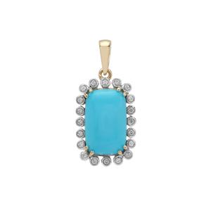 Sleeping Beauty Turquoise Pendant with White Zircon in 9K Gold 5.60cts