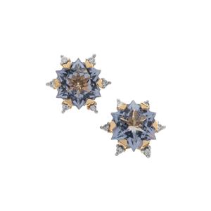 Wobito Snowflake Cut Chameleon Topaz & White Zircon 9K Gold Earrings ATGW 6.30cts