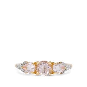 Idar Pink Morganite & White Zircon 9K Gold Ring ATGW 1.25cts