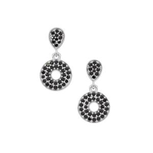 Black Spinel Earrings in Sterling Silver 1cts