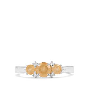 Ceylon Peach Garnet & White Zircon Sterling Silver Ring ATGW 1.10cts