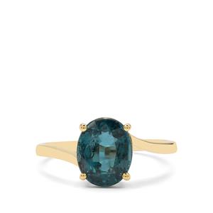 2.90cts AAA Teal Kyanite 9K Gold Ring 