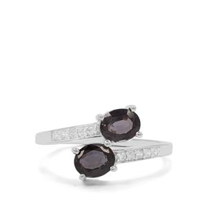 Burmese Purple Spinel & White Zircon Sterling Silver Ring ATGW 1.70cts