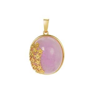 44.15cts Kunzite Gold Tone Sterling Silver Pendant 