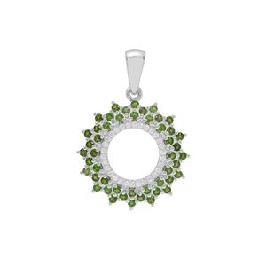 Chrome Diopside Pendant with White Zircon in Sterling Silver 1cts