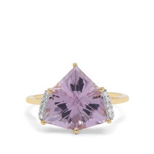 Wobito Alpine Cut Rose De France Amethyst Ring with Diamond in 9K Gold 4.30cts