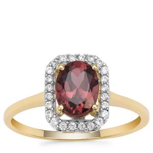 Umba Valley Red Zircon Ring with White Zircon in 9K Gold 2.25cts