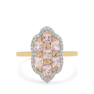 Imperial Pink Topaz & White Zircon 9K Gold Ring ATGW 2cts