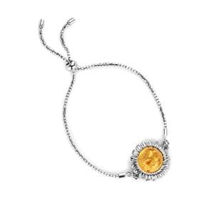 Baltic Champagne Amber Sunflower Slider Bracelet in Sterling Silver (11.50mm)