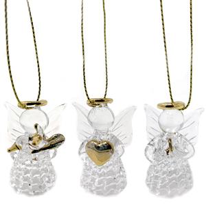 Set of 3 Glass Angels with Gold Accents 