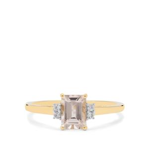 Rose Danburite & White Zircon 9K Gold Ring ATGW 1cts