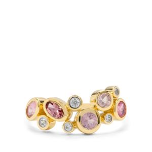 Mozambique Pink Spinel & White Zircon 9K Gold Ring ATGW 1.20cts