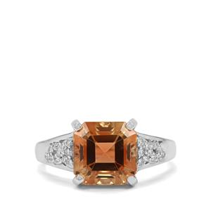Oregon Sunstone & Diamond 18K White Gold Lorique Ring MTGW 4.40cts