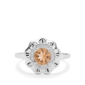 Imperial Garnet & White Zircon Sterling Silver Ring ATGW 1.10cts