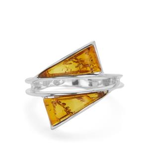 Baltic Cognac Amber (6x14mm) Sterling Silver Ring 