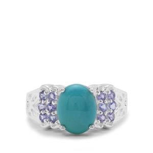 Sleeping Beauty Turquoise & Tanzanite Sterling Silver Ring ATGW 2.55cts