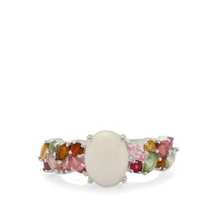 Ethiopian Opal & Multi-Colour Tourmaline Sterling Silver Ring ATGW 2.90cts