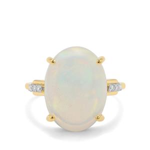 Ethiopian Opal & White Zircon 9K Gold Ring ATGW 5.75cts