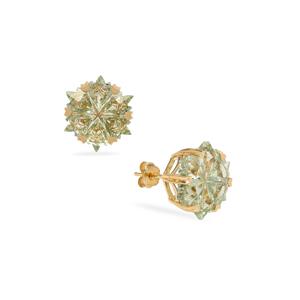  8.45cts Wobito Snowflake Cut Prasiolite 9K Gold Tomas Rae Earrings 