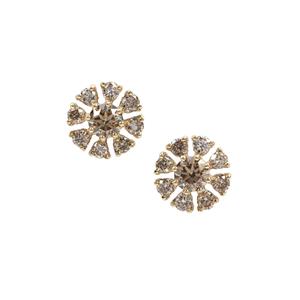 3/4ct Champagne Argyle Diamond 9K Gold Earrings 