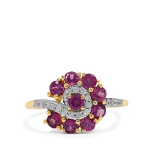 Comeria Garnet Ring with White Zircon in 9K Gold 1.60cts