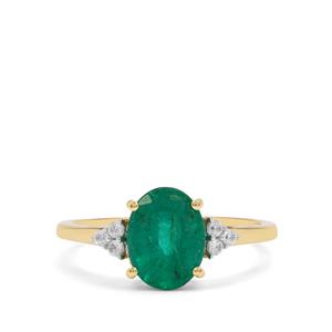 Kafubu Emerald & White Zircon 9K Gold Tomas Rae Ring ATGW 1.85cts