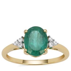 Kafubu Emerald Ring with White Zircon in 9K Gold 1.85cts