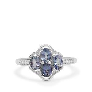 Bi Colour Tanzanite Ring with White Zircon in Sterling Silver 1.50cts