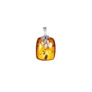 Baltic Cognac Amber Sterling Silver Necklace (25 x 20mm)