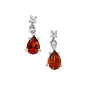 Madeira Citrine Earrings with White Zircon in Sterling Silver 1.40cts