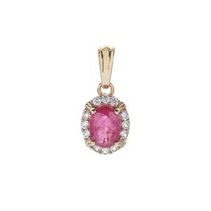 Montepuez Ruby Pendant with White Zircon in 9K Gold 1.22cts