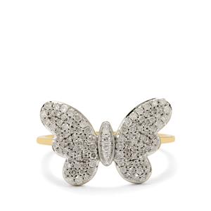 1/2ct Diamond 9K Gold Tomas Rae Butterfly Ring 