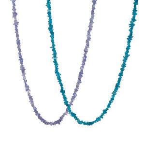 Tanzanite & Vivid Blue Apatite Set of 2 Necklaces ATGW 263.80cts 