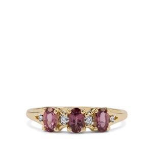 Mahenge Pink Spinel & White Zircon 9K Gold Ring ATGW 0.79ct
