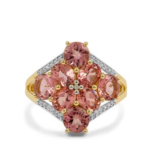Lotus Tourmaline & White Zircon 9K Gold Tomas Rae Ring ATGW 3.80cts