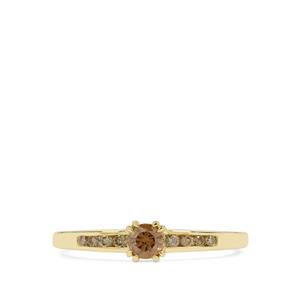 1/3cts Golden Ivory, Champagne Diamond 9K Gold Ring 