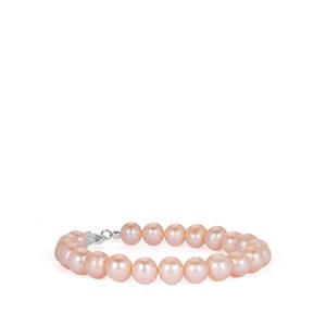 Naturally Papaya Cultured Pearls Sterling Silver Bracelet (8mm)