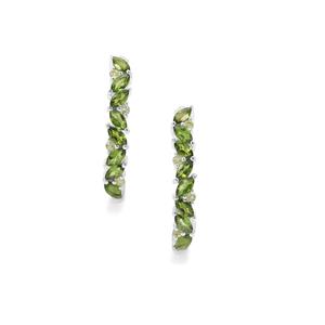 Chrome Diopside & Red Dragon Peridot Sterling Silver Earrings ATGW 2.40cts