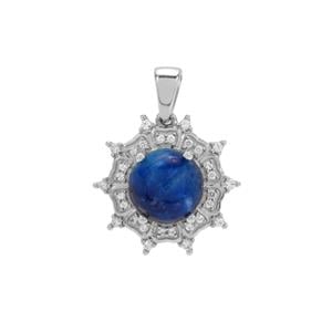 Afghanite & White Zircon Sterling Silver Pendant ATGW 2.90cts