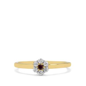 1/8cts Purple, White Diamonds 9K Gold Ring 