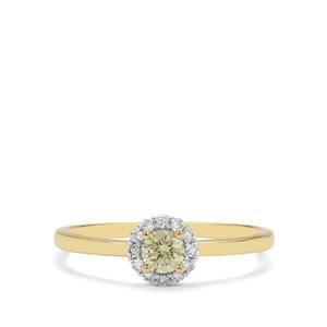1/3ct Natural Yellow, White Diamonds 9K Gold Ring 