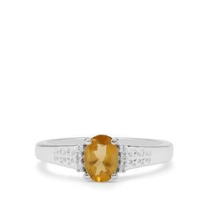 Burmese Amber Ring with White Zircon in Sterling Silver 0.34ct