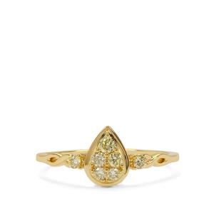 1/4ct Yellow Diamond 9K Gold Tomas Rae Ring 