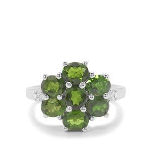 Chrome Diopside & White Zircon Sterling Silver Ring ATGW 2.82cts