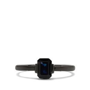 1ct Australian Blue Sapphire Ruthenium Plated Sterling Silver Ring
