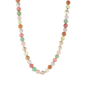  Multi Gemstone Gold Tone Sterling Silver Necklace 