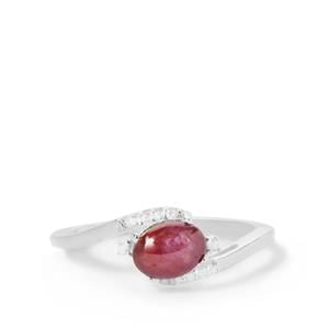 Star Ruby Ring with White Zircon in Sterling Silver 1.61cts