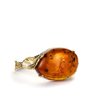 Baltic Cognac Amber (33x48mm) Two Tone Sterling Silver Bangle